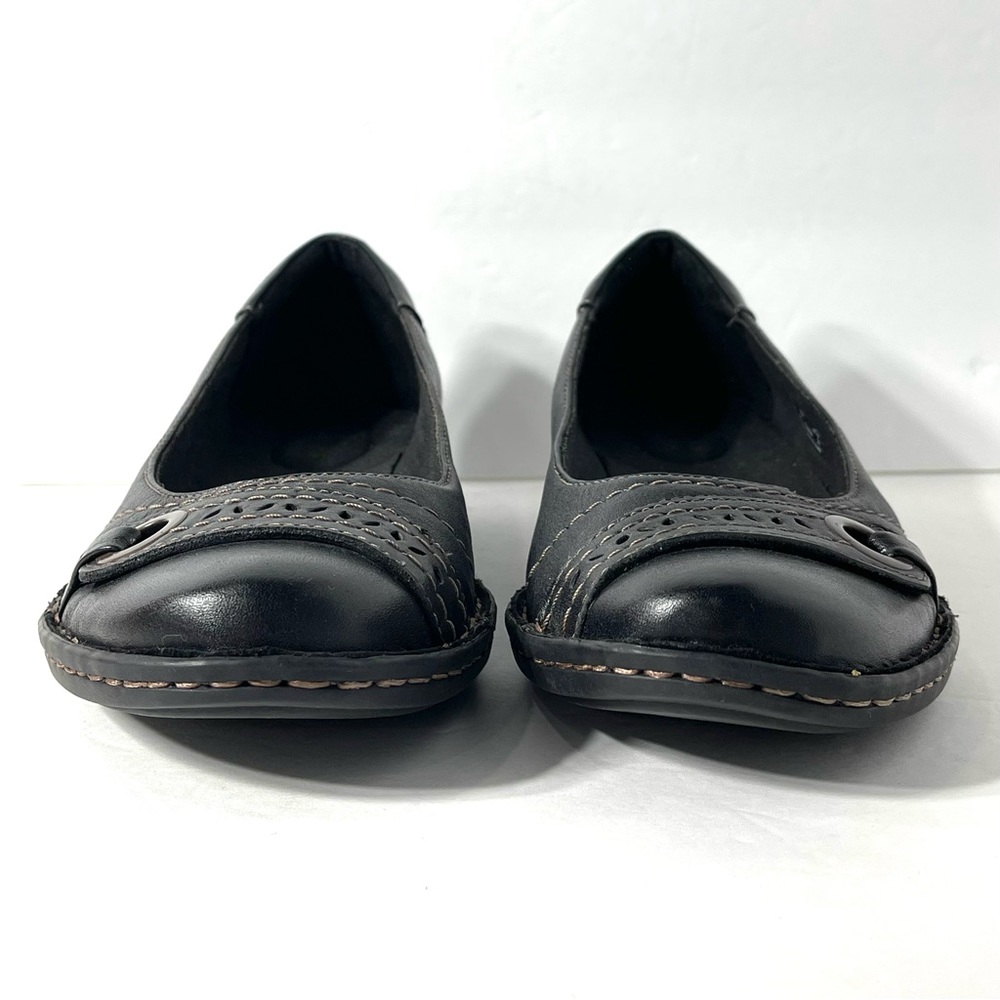 Clarks Bendables Black Leather Slip-On Shoes Size 9 - Picture 4 of 12